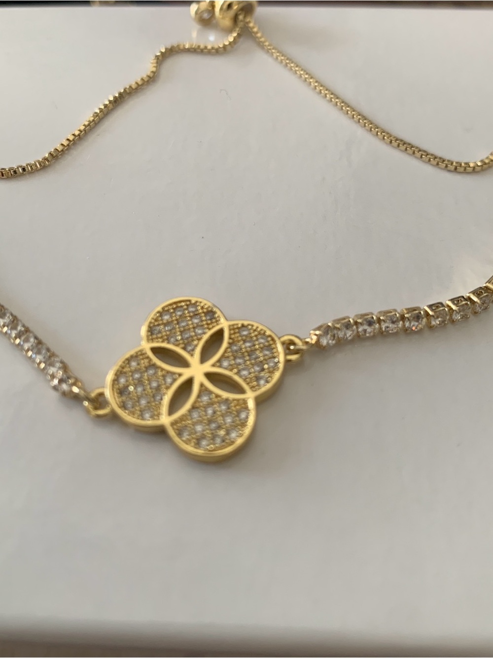 Gold Pave Floral Bracelet - Women Jewelry